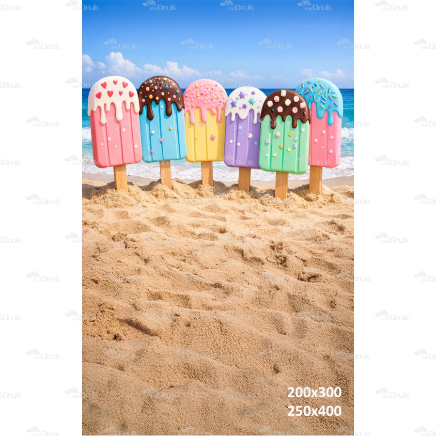 Tło fotograficzne „Kolorowe lody na słonecznej plaży” | UB_879